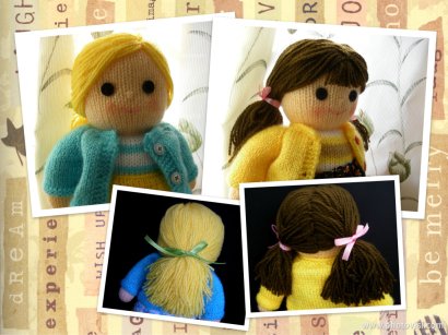 While making hair for these dolls, I didn't follow the directions and instead styled their hair according to whatever took my fancy at the time I was working on them :D